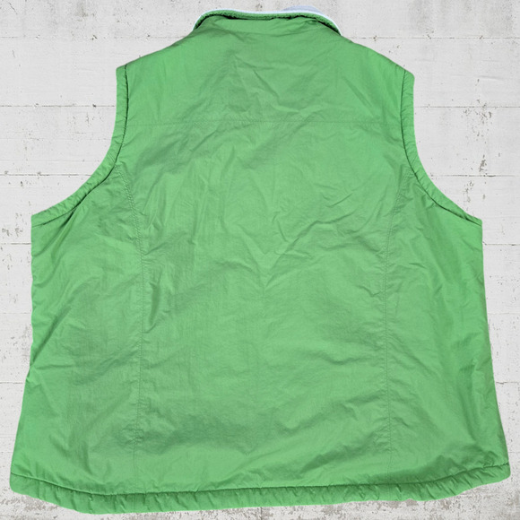Y2K LL Bean Bright Green Fleece Lined Full Zip Collared Gorpcore Vest Size XXL - Picture 6 of 6